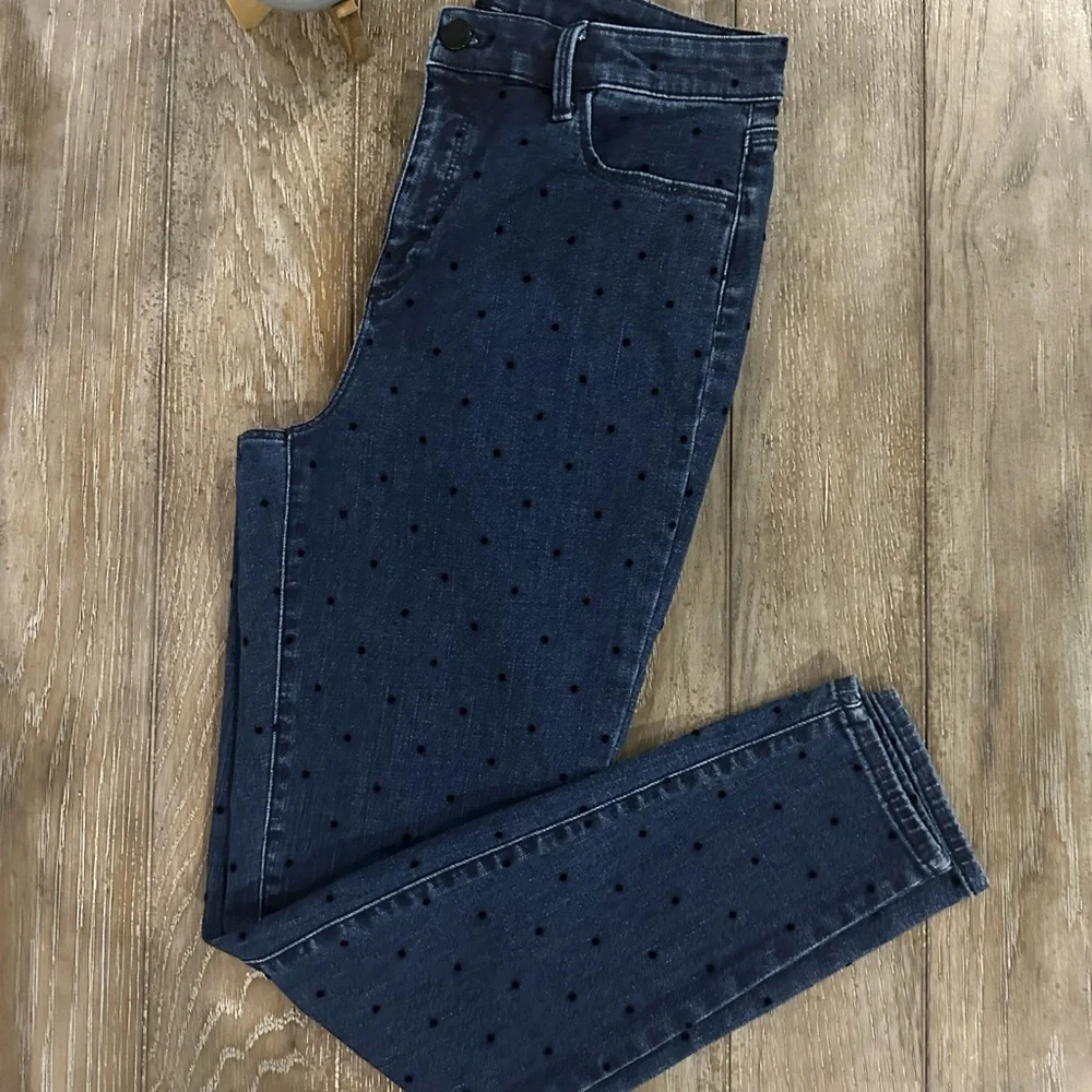 Talbots Flawless Dark Blue Polka Dot Jeans - Picture 2 of 11